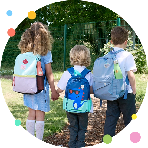 3 kids with backpacks