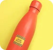 Name label on water bottle