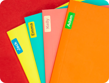 Ministickers placed on folders