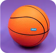 Small name sticker on a basketball